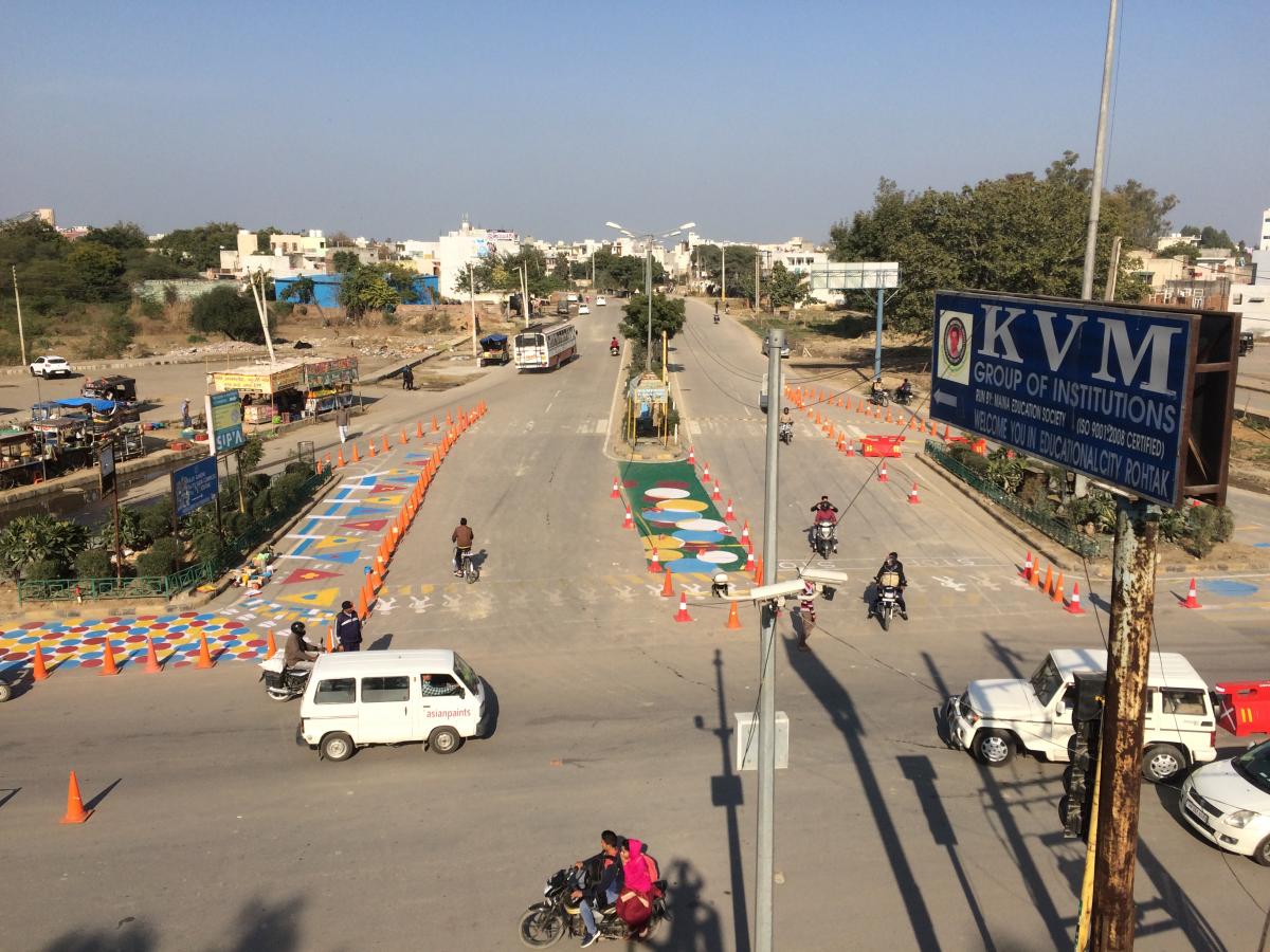 Intersection with temporary installation