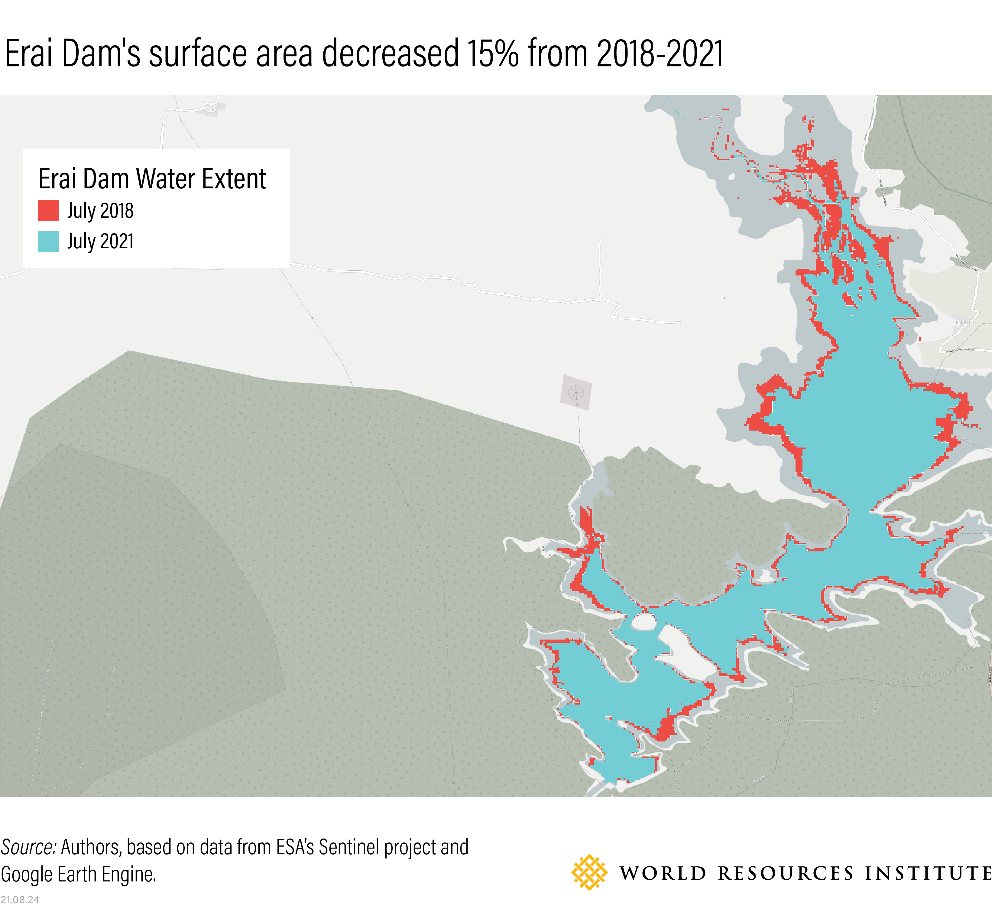15 percent reduction in the reservoir's surface area
