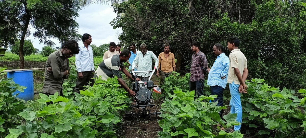 On-field demonstration of power weeder. 