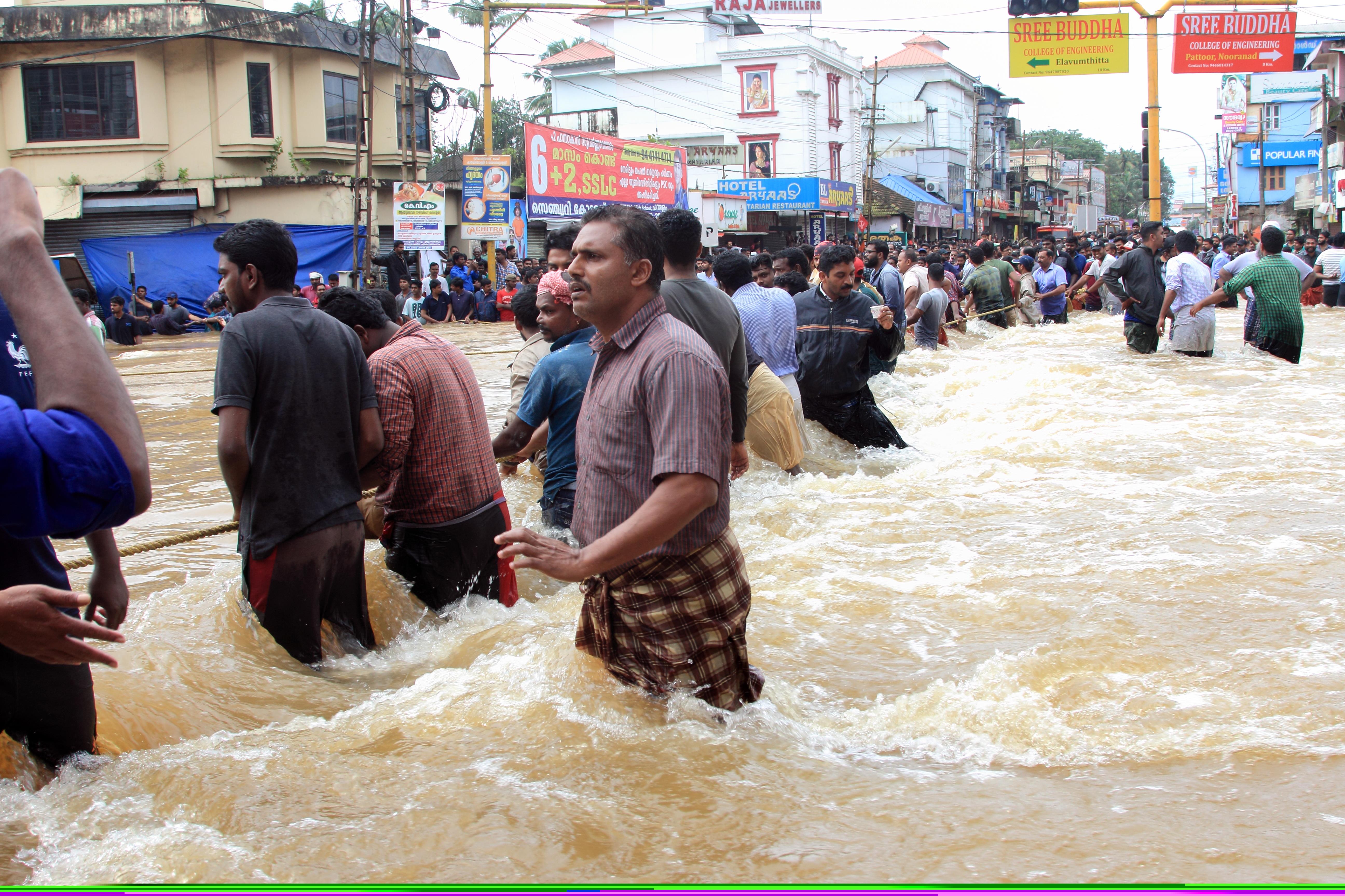 Rescue work underway in flooded areas of Pathanamthitta, Kerala on August 17th, 2018. Photo by Shutterstock.
