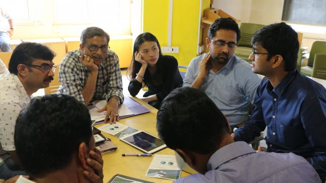 Karnataka State Road Transport Corporation discussing ideas proposed by start-ups for augmentation of bus systems at Better Bus bootcamp. Photo: WRI India