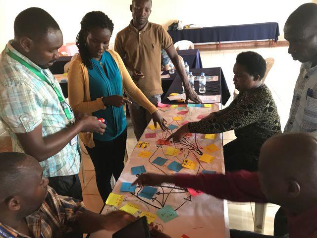 Gatsibo District Forest Officer, agronomists and farmer representatives participate in a social network analysis workshop. Credit: WRI/Kathleen Buckingham