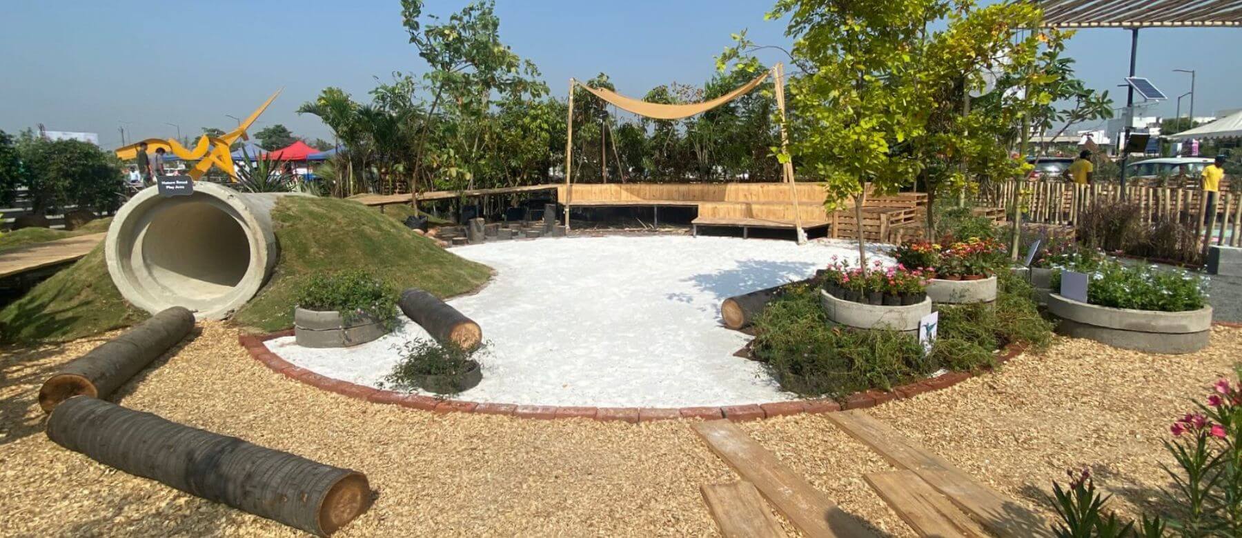 nature-based sensory play space created at the exhibition